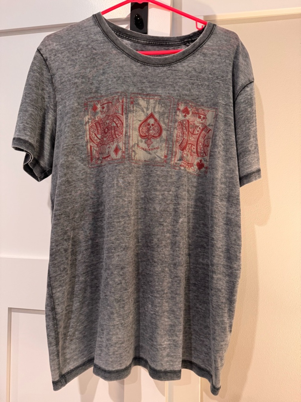 Lucky Brand Gray Short-Sleeve Tee with Red Playing Card Graphic
